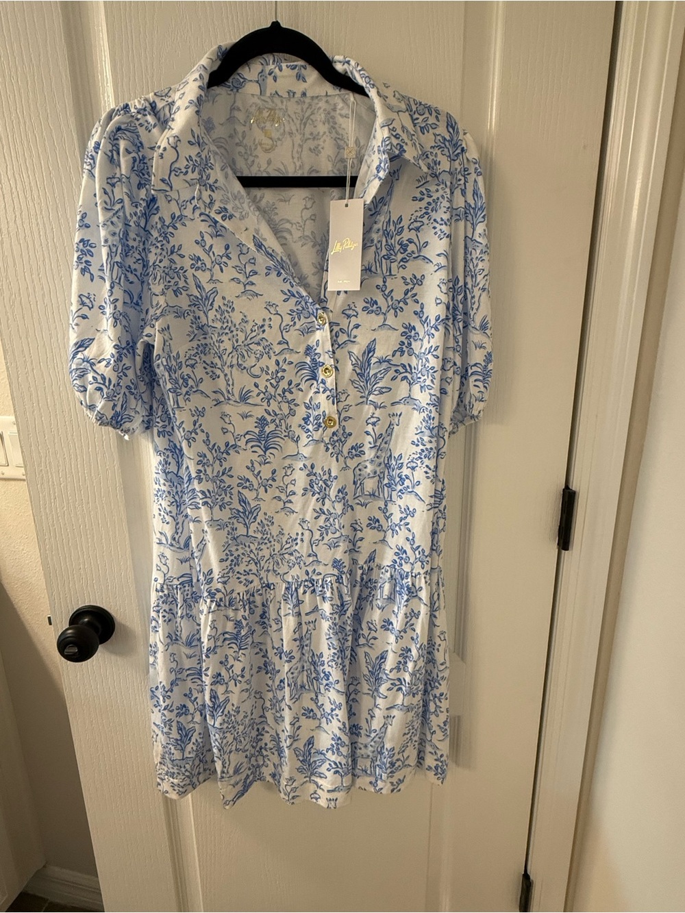 Lilly Pulitzer White and Blue Floral Polo Dress
